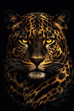 Goldäugiger Leopard in der Dunkelheit