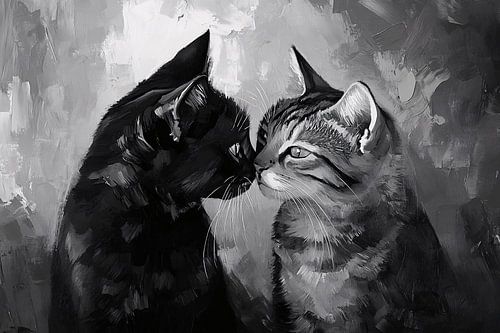 Zwart-wit katten in harmonie