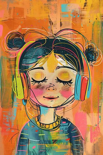 Une fille joyeuse écoute de la musique