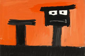 Abstract Portrait on Orange Background