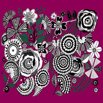 Blumen Muster in schwarz weiß von Patricia Piotrak