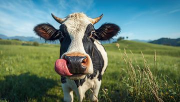 Close-up of a horned cow by Bo Valentino