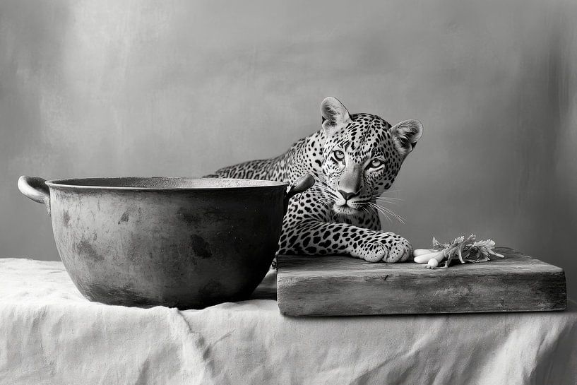 Leopard in der Küche von Poster Art Shop
