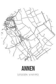 Annen (Drenthe) | Map | Black and white by Prints of Place