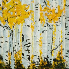 Golden Birch Forest van Karin Frenay