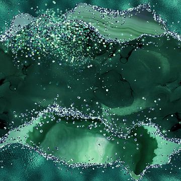 Emerald Glitter Agate Texture 04 van Aloke Design