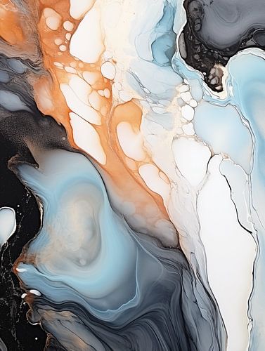 Marbled Whispers: A Dance of Gold and Cobalt