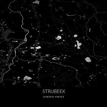 Zwart-witte landkaart van Strijbeek, Noord-Brabant. van Rezona