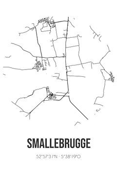 Smallebrugge (Fryslan) | Carte | Noir et blanc sur Rezona