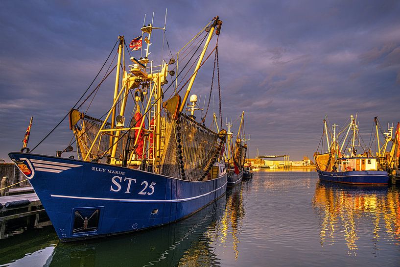 The port of Stavoren, Friesland, during sunset by Harrie Muis