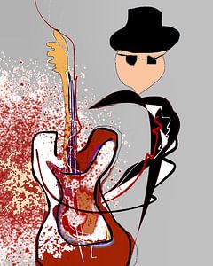 Gitarre Mann Grau - abstrakte Malerei