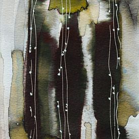 Vintage aquarel magie in zwart en goudtinten van Ireen Bos