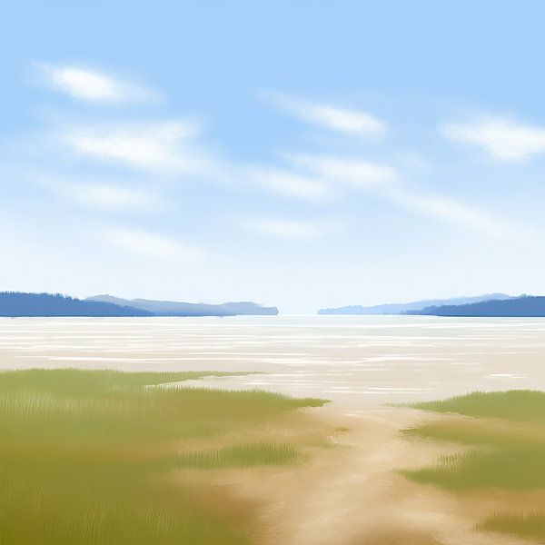 Beige Malerei Harmonischer Hafen | Natürliche Ruhe von Blickfänger Gemälde