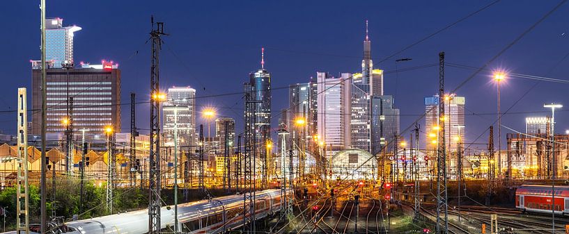 Frankfurt/ Main - Skyline mit Gleisvorfeld Hauptbahnhof von Frank Herrmann