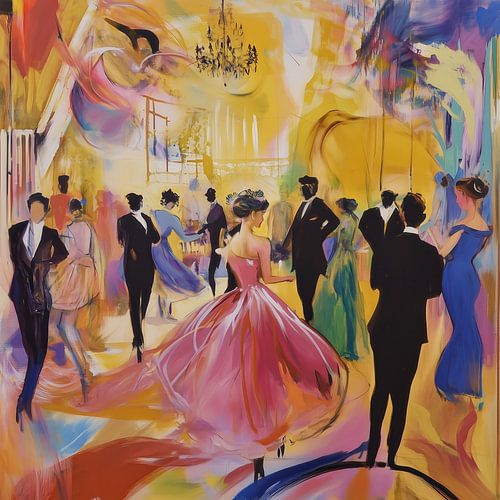 Dansende mensen in de danszaal abstract