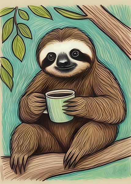 Savourer un café avec le paresseux par Rizal Azhari