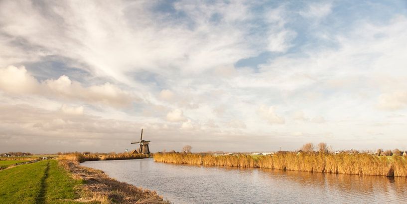 Schermerringvaart met molen by Ellen van Schravendijk