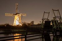 Illuminated windmill at Kinderdijk