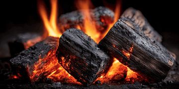 Heiße Holzkohle und Flammen von Transmutation Art