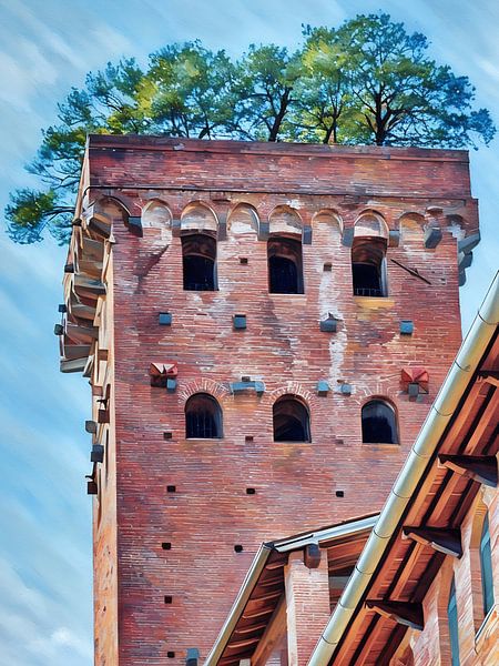Lucca Guinigi Tower and Its Rooftop Trees by Sergio Pazzano