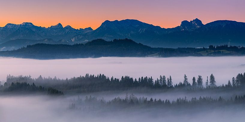 Panoramic sunrise in the Allgäu, Bavaria, Germany by Henk Meijer Photography