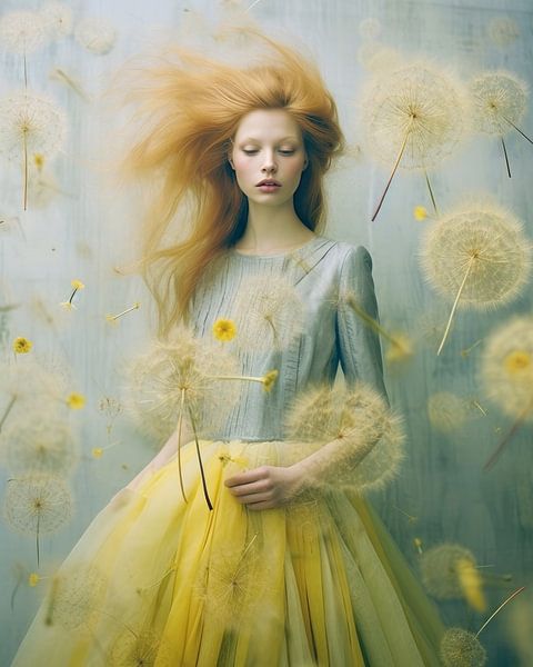 Portrait &quot;Dandelions&quot; in pastel colours by Carla Van Iersel