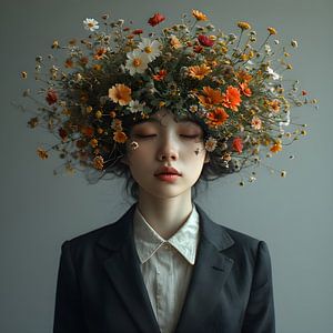 Eine Dame mit Blumenkrone