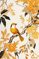 Orange flowers and birds