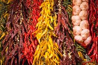 pepers, knoflook, kleurrijk, groente, fruit, markt