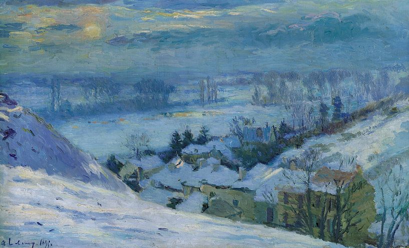 Albert-Charles Lebourg,Het dorp Herblay onder sneeuw van finemasterpiece