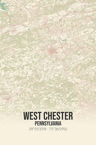 Alte Karte von West Chester (Pennsylvania), USA.