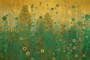 Grünes und goldenes Blumenfeld