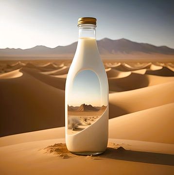 Melkfles in de woestijn