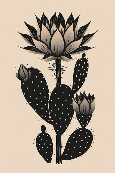 Minimal black cactus flower by haroulita