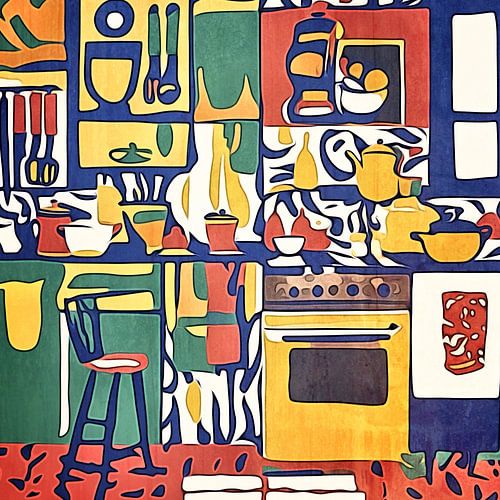 In de keuken, geïnspireerd door Motief 1-Matisse