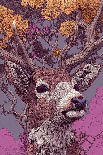 Deer in Bloom von Silent Life