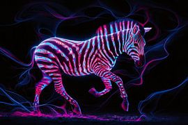 Fluorescerende zebra in neonkleuren kunstwerk van Art & Soul Creations