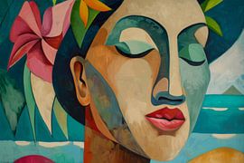 Portrait of a woman in pastel colours by Poster Art Shop