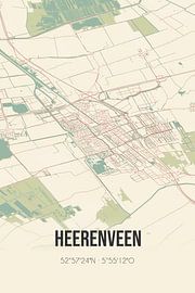 Alte Karte von Heerenveen (Fryslan)