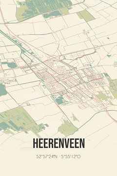 Carte ancienne de Heerenveen (Fryslan) sur Rezona