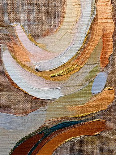 Modern Abstract. Linnentexturen in warme goud en bruin tinten