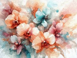 De délicates orchidées peintes à l'aquarelle