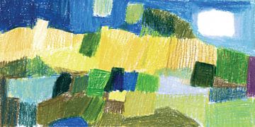 paysage abstrait au crayon de couleur sur Annet van den Ende