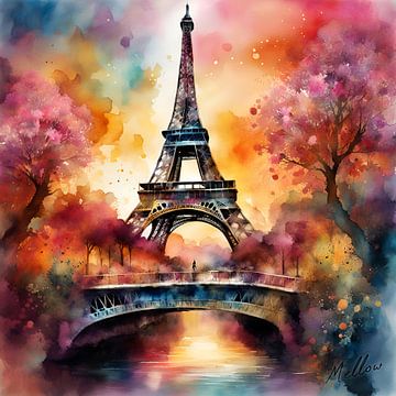 Eiffeldromen in bloemengefluister van Mellow Art
