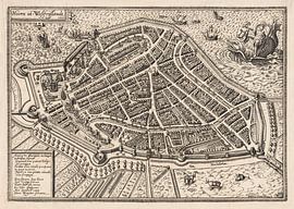 Map or plan of the old city of Hoorn, ca 1596 with white frame