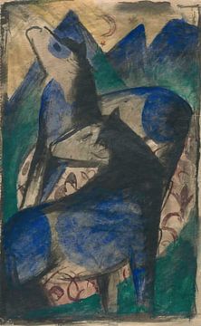 Twee blauwe paarden (1913) van Franz Marc van Peter Balan