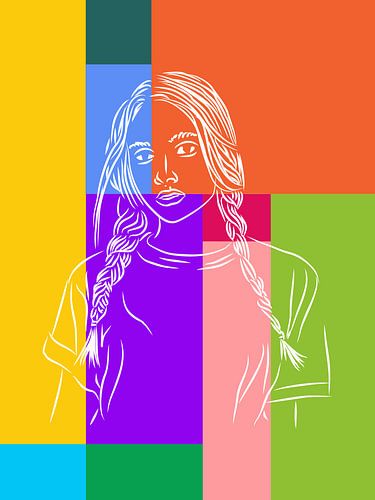 Braided Girl Color Blocks