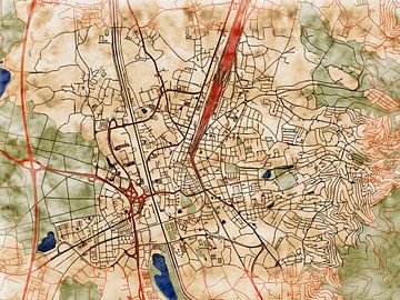 Kaart van Offenburg in de stijl 'Serene Summer' van Maporia