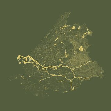 Waters of South Holland in Green with Gold by Maps Are Art