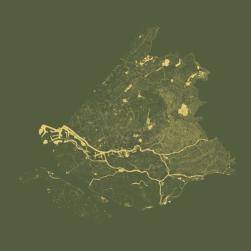 Wateren van Zuid Holland in Groen met Goud